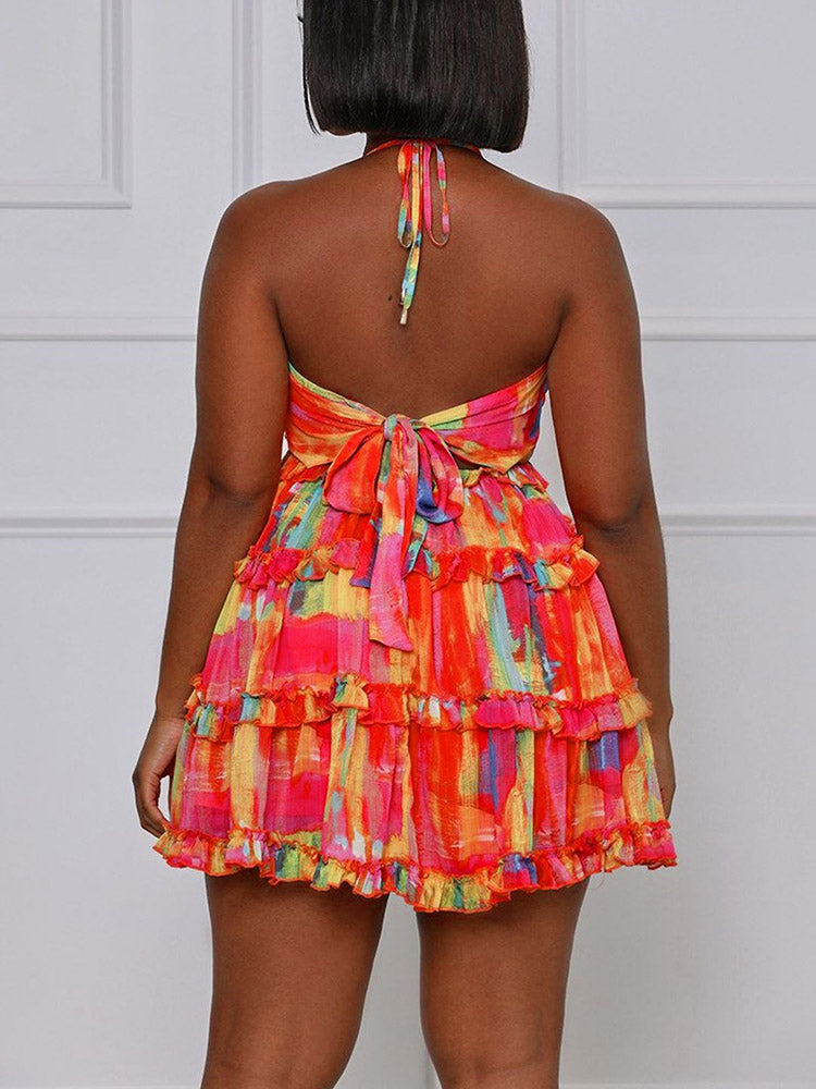 Printed Cutout Mini Dress - View 14 | Lwiis