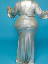 Long Sleeve V-Neck Maxi Dress - View 14 | Lwiis