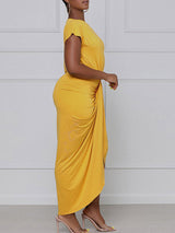 One shoulder draped midi dress - View 8 | Lwiis