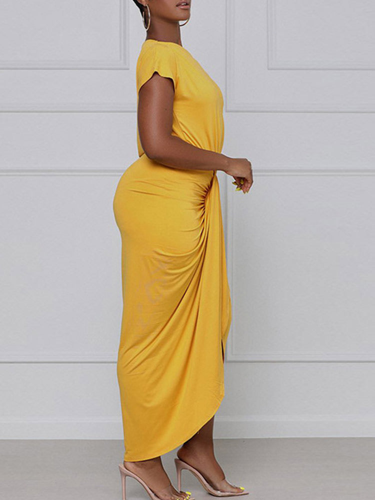 One shoulder draped midi dress - View 8 | Lwiis