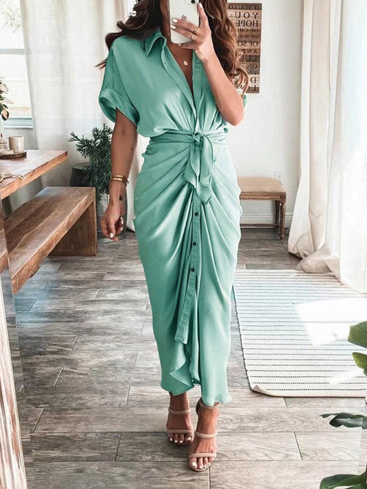 Satin button-down shirt dress - View 13 | Lwiis