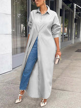 Maxi Button Shirt Dress - View 11 | Lwiis