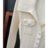 Ribbed knit maxi dress with long sleeves and collared V-neck - View 6 | Lwiis