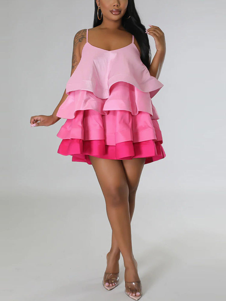 Spaghetti strap ruffle dress - View 6 | Lwiis