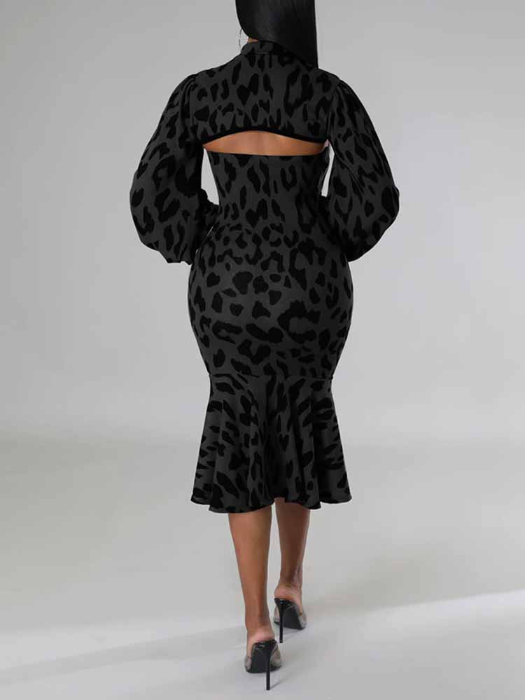 Leopard print midi dress - View 24 | Lwiis