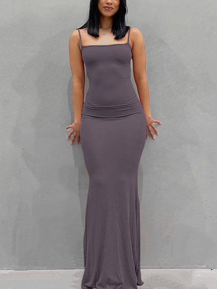 Fitted spaghetti strap maxi dress - View 11 | Lwiis