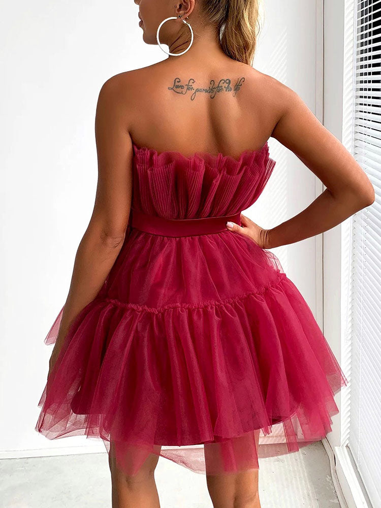 Tulle Bow Cocktail Dress - View 12 | Lwiis