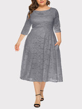Lace A-Line Midi Dress - View 33 | Lwiis