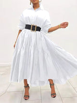 Maxi shirt dress with belt - View 8 | Lwiis