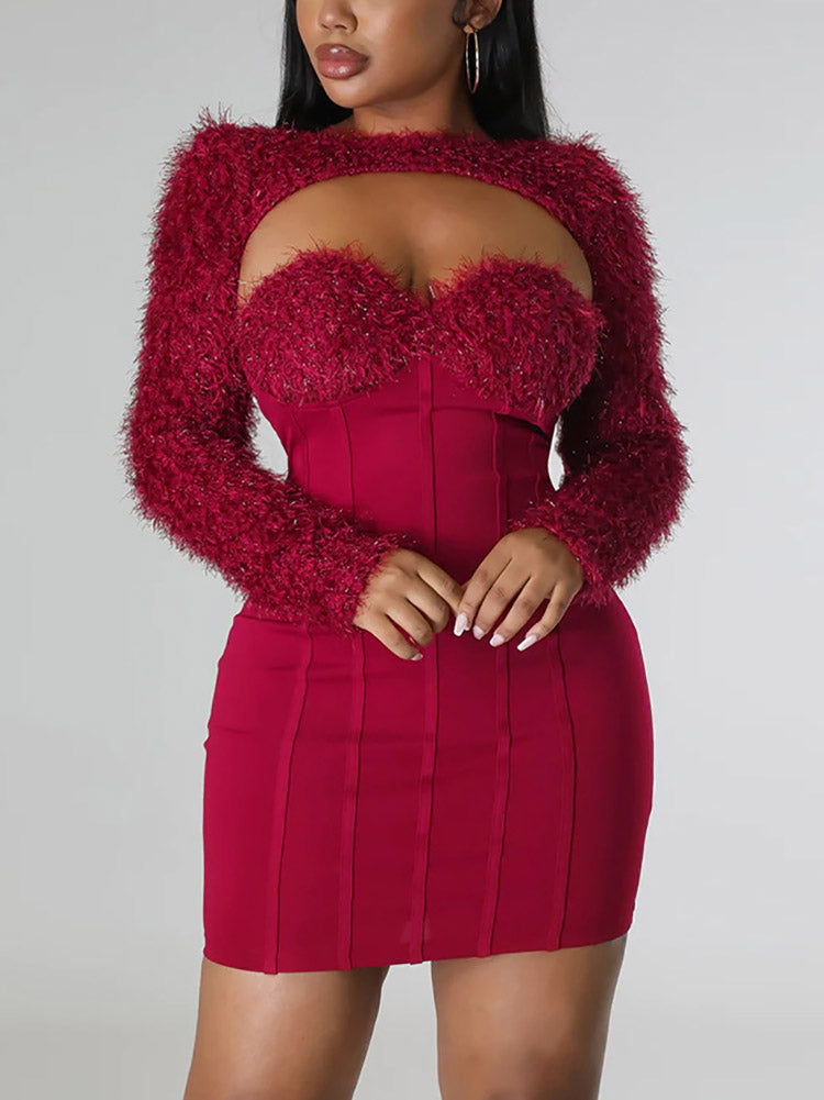 Knit bralette dress with waistcoat set - View 11 | Lwiis