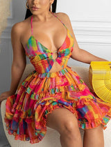 Printed Cutout Mini Dress - View 11 | Lwiis