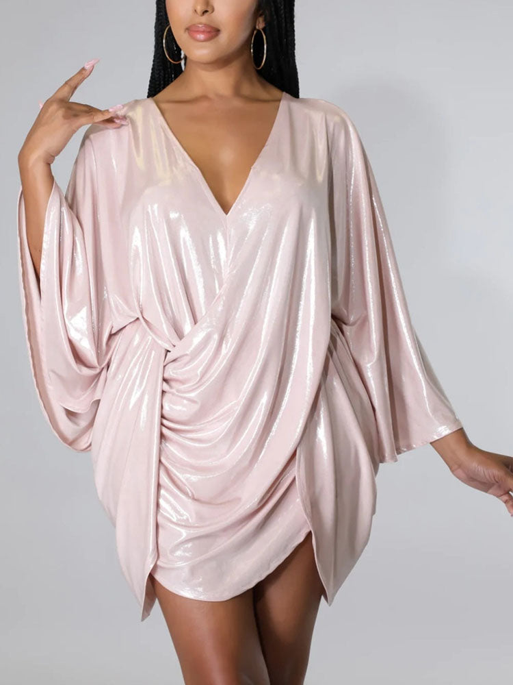 Sparkle Batwing Sleeves Mini Dress - View 9 | Lwiis