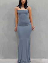 Fitted spaghetti strap maxi dress - View 13 | Lwiis