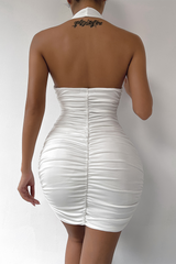 Halter Ruched Mini Dress - View 8 | Lwiis
