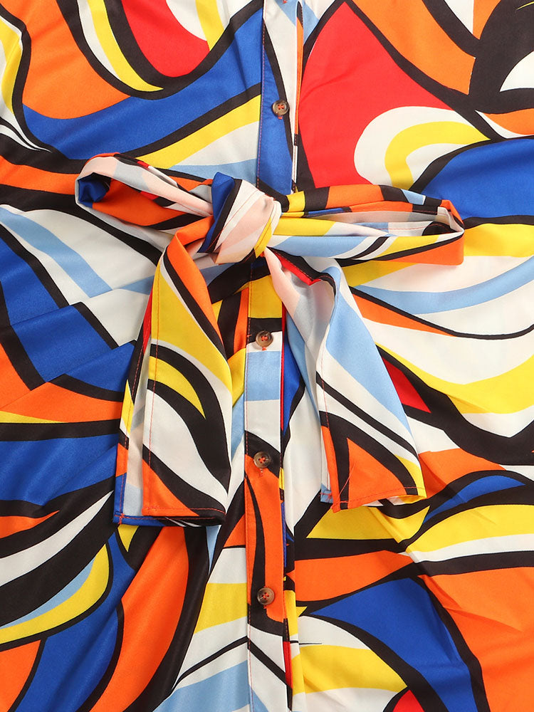 Printed Midi Shirt Dress - View 6 | Lwiis