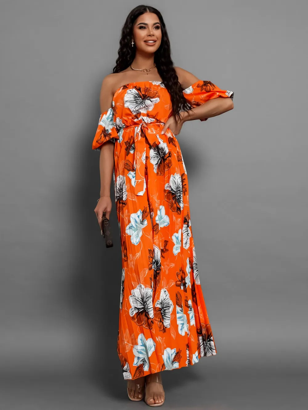 Floral Off-Shoulder Midi Dress - View 19 | Lwiis