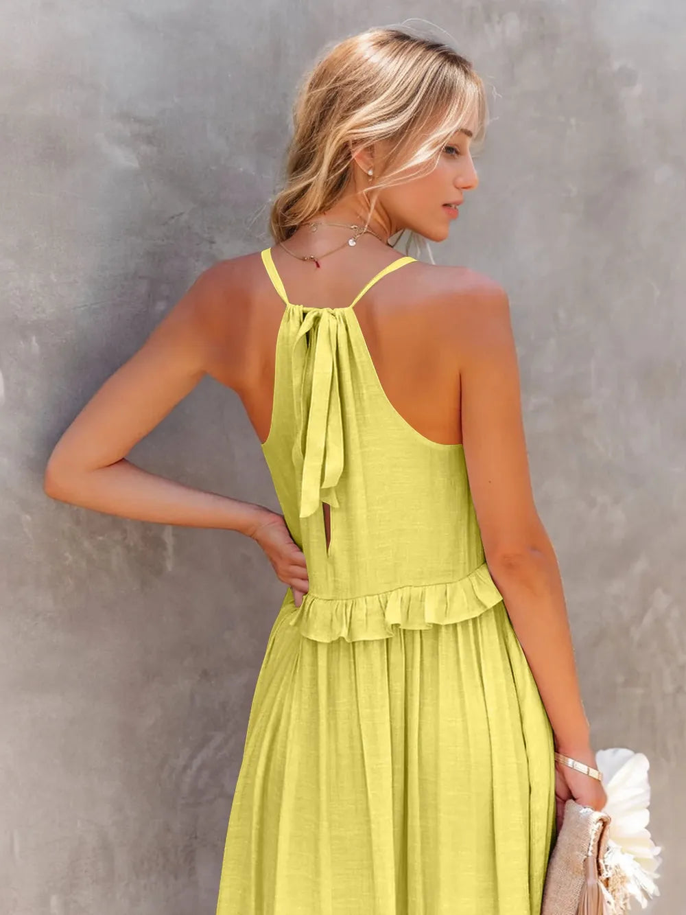 Tiered Ruffle Maxi Dress with Pockets - View 7 | Lwiis
