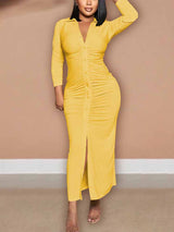 Collared Button Down Maxi Dress - View 11 | Lwiis