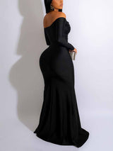Off Shoulder Mermaid Dress with Slit - View 6 | Lwiis