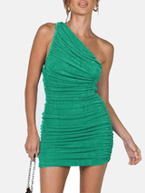One Shoulder Ruched Mini Dress - View 7 | Lwiis