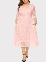Lace A-Line Midi Dress - View 14 | Lwiis