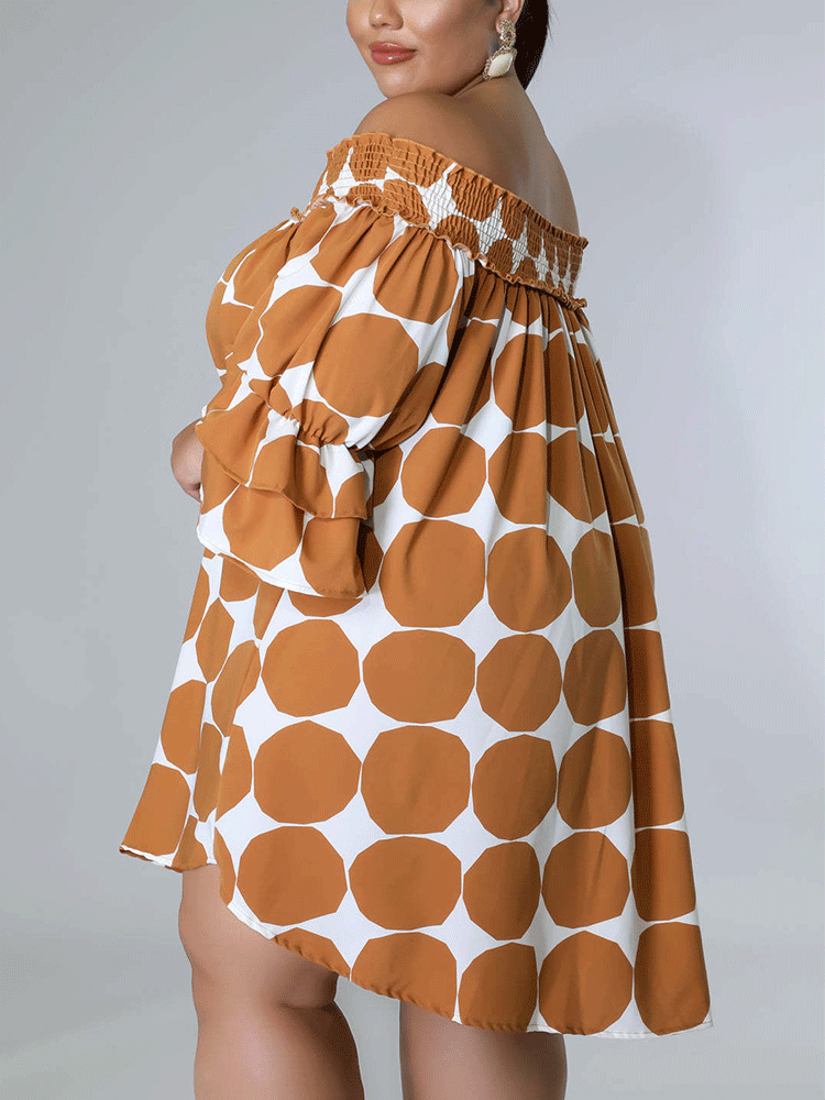 Off Shoulder Polka Dot Midi Dress - View 7 | Lwiis