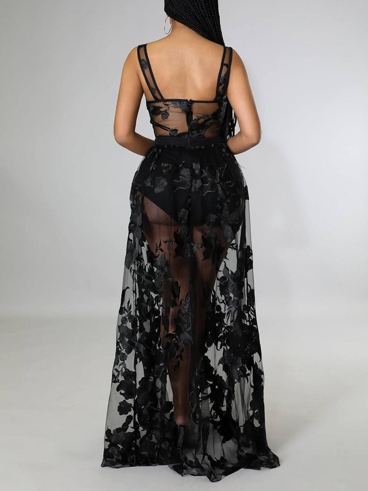 Embroidered Mesh Party Wedding Dress - View 10 | Lwiis