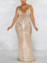Rhinestone embellished maxi dress - View 7 | Lwiis
