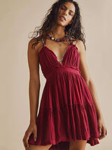 Halter neck mini dress with tiered skirt - View 19 | Lwiis