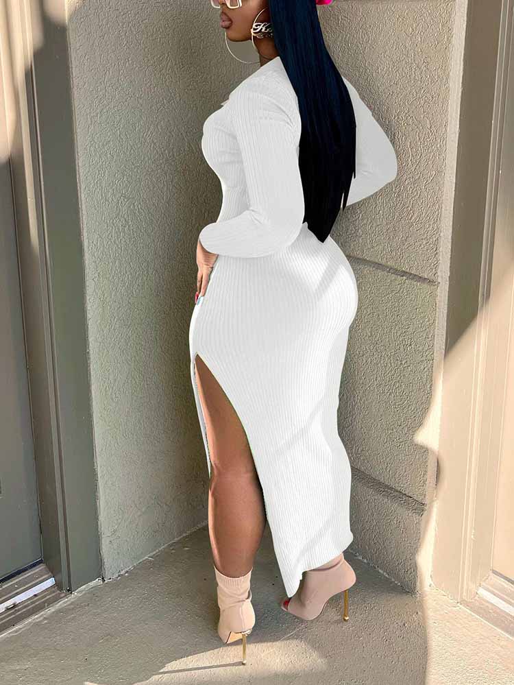 Ribbed knit midi dress - View 8 | Lwiis
