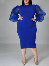 Lantern Sleeve Midi Dress - View 7 | Lwiis
