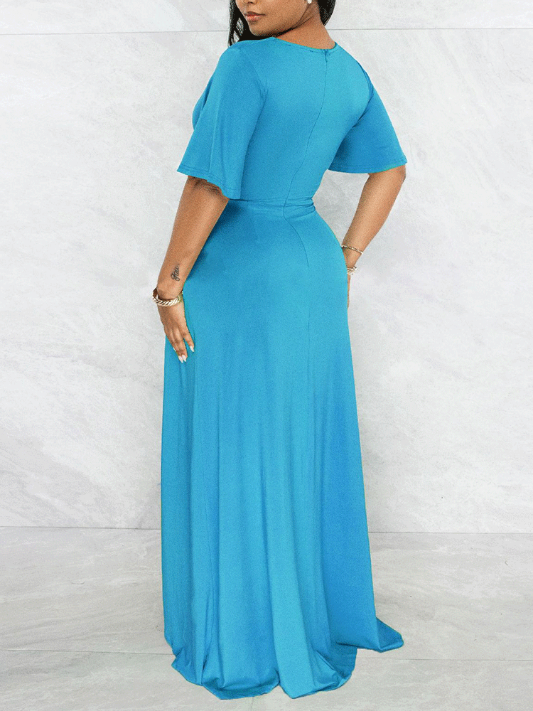 V-neck Ruffle Maxi Dress - View 6 | Lwiis
