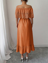 Elegant off-the-shoulder A-line maxi dress - View 7 | Lwiis