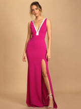 Rhinestone V-Neck Maxi Dress - View 6 | Lwiis