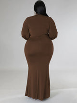 Mermaid maxi dress with V-neck and puff sleeves - View 27 | Lwiis