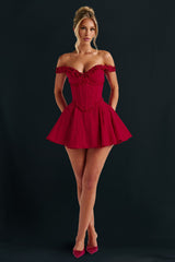 Frilled off shoulder mini dress - View 6 | Lwiis