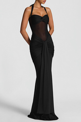 Halter neck maxi dress with ruched waist detail - View 6 | Lwiis