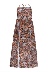 leopard floral print maxi dress - View 6 | Lwiis