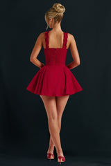 Frilled off shoulder mini dress - View 8 | Lwiis