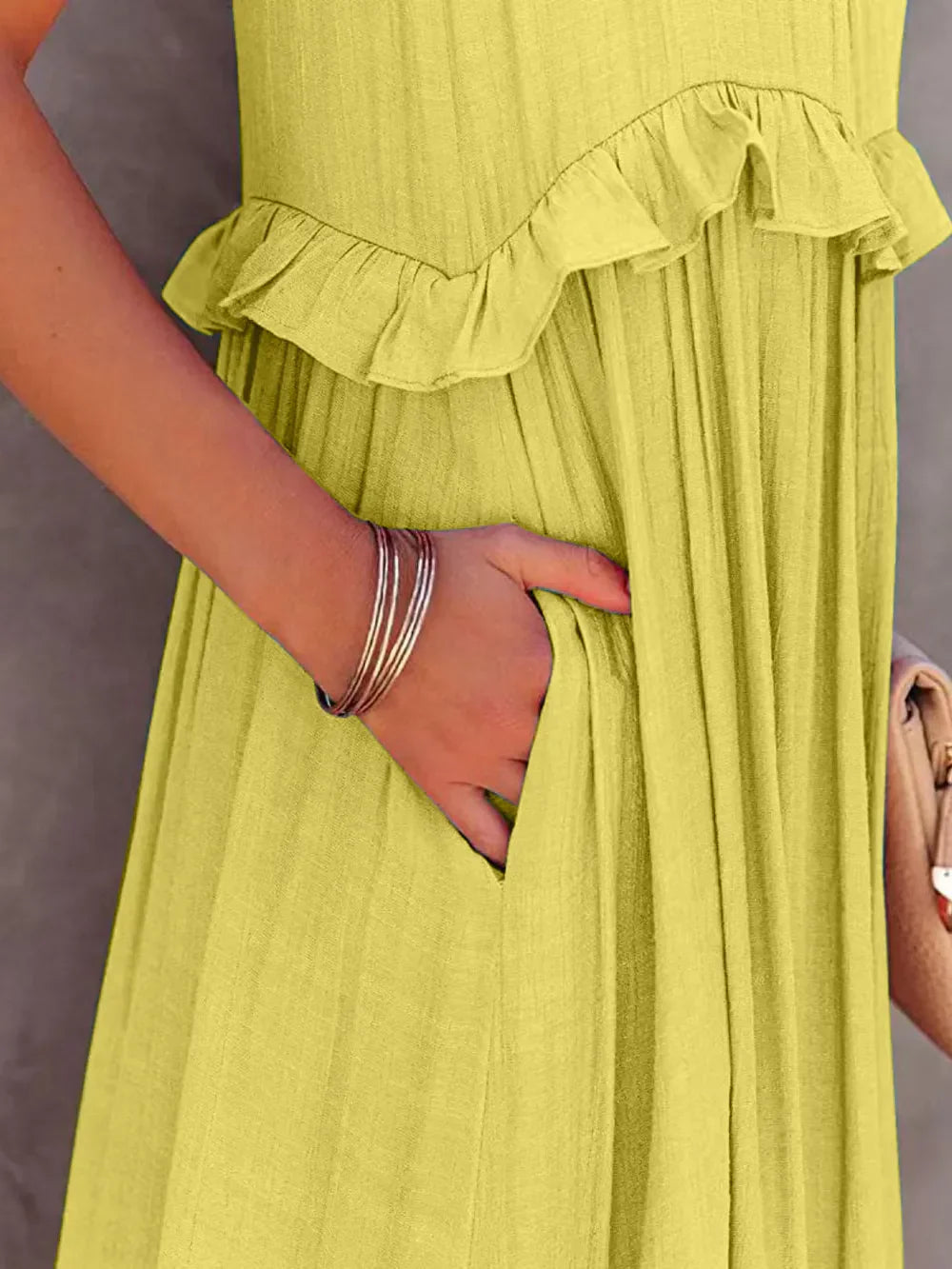 Tiered Ruffle Maxi Dress with Pockets - View 8 | Lwiis