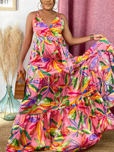 Floral maxi dress with criss-cross back straps - View 10 | Lwiis