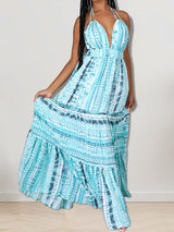 Halter maxi dress with tiered skirt - View 7 | Lwiis