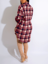 Plaid Button Long Sleeve Shirt Dress - View 6 | Lwiis
