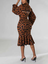 Leopard print midi dress - View 9 | Lwiis