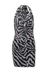 Zebra print halter neck mini dress - View 6 | Lwiis