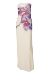 Strapless floral print maxi dress - View 6 | Lwiis