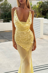 Cowl Neck Sequin Maxi Dress - View 7 | Lwiis