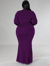 Mermaid maxi dress with V-neck and puff sleeves - View 24 | Lwiis