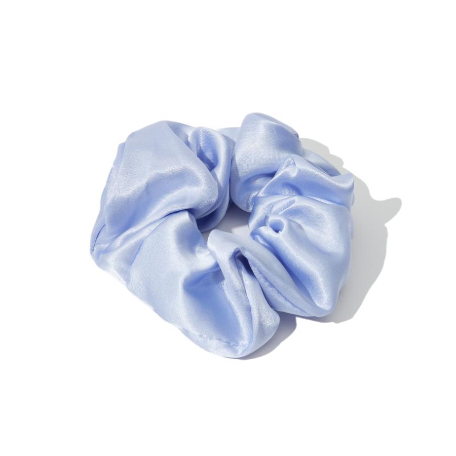 light blue satin scrunchie