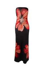 Strapless floral print maxi dress - View 8 | Lwiis